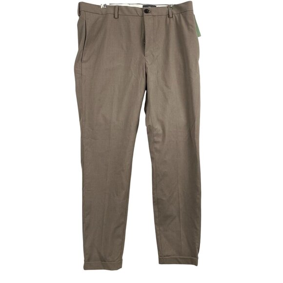 H&M Men's Trousers 33W 34x28 Measured Slim Fit Brown Recycled Polyester - Picture 1 of 16